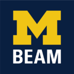 Logo for BEAM with Michigan Block M
